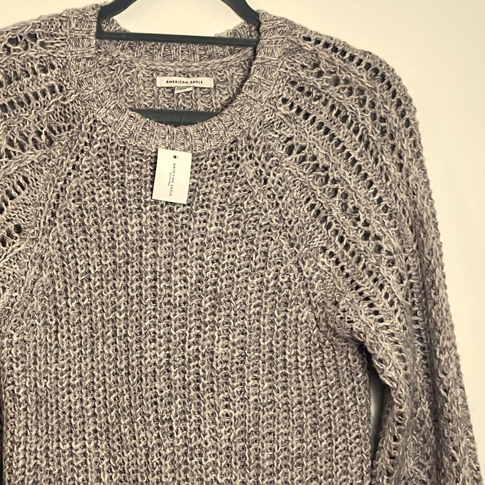 American Eagle Marled Open Cable Knit Sweater Dress XS Soft Long Sweater NWT